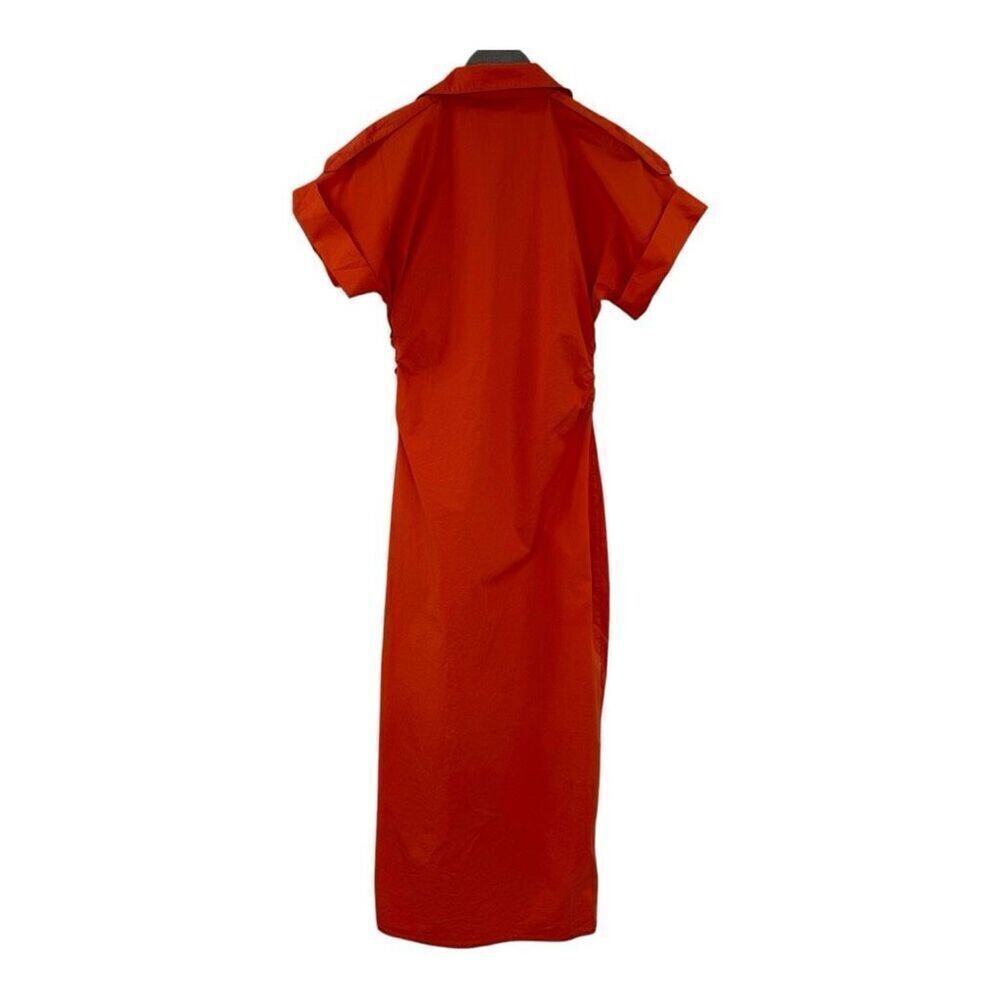 Saunders x RTR Red Ruched Shirt Dress - Picture 6 of 10